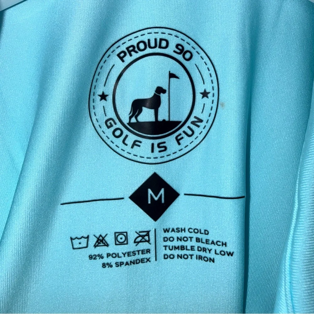 Proud 90 Women’s Solid Aqua Blue Golf Polo Shirt – Size Medium
